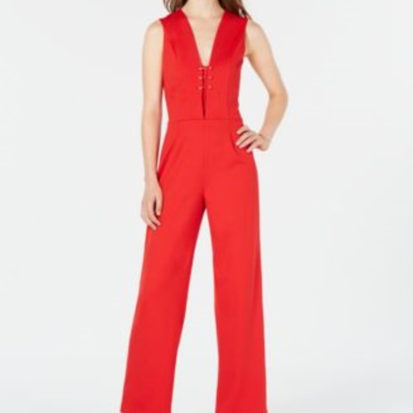 XOXO Pants - New XOXO Sleeveless Baton Bar Jumpsuit Red XS